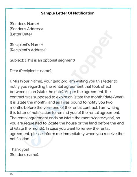 Sample Notification Letters Examples Samples Format And How To