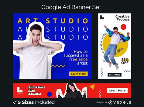 Art Studio Ads Banner Set Vector Download