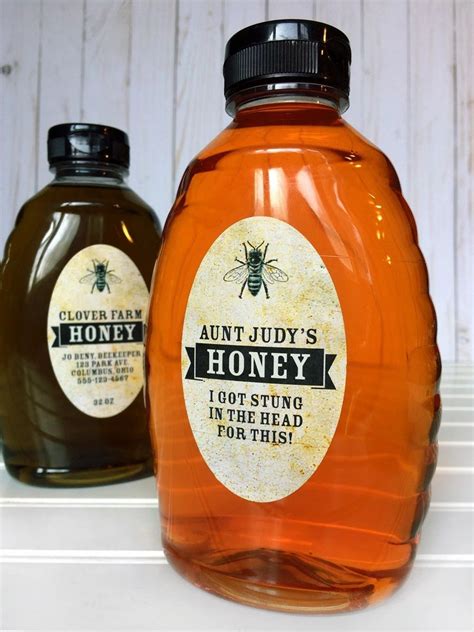 Custom Vintage Large Oval Honey Labels Honey Bottles Honey Label
