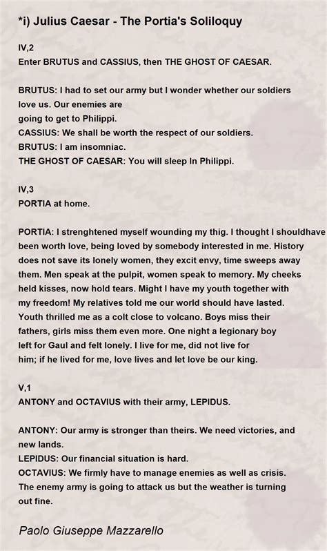I Julius Caesar The Portias Soliloquy Poem By Paolo Giuseppe