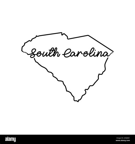 South Carolina Us State Outline Map With The Handwritten State Name