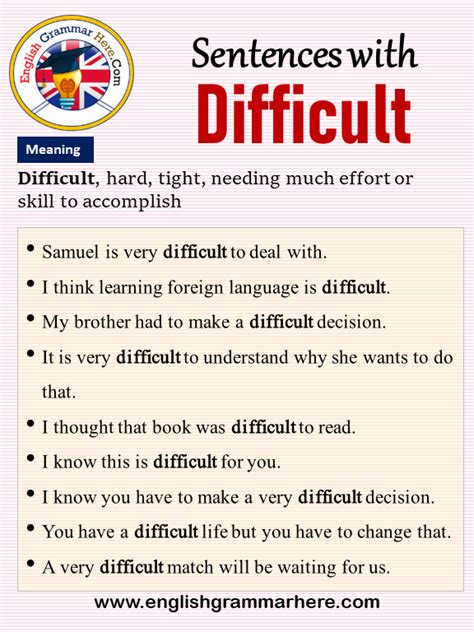 Sentences With Difficult Difficult In A Sentence And Meaning English