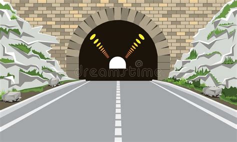Tunnel And Highway With Flat And Cartoon Style High Detailed Vector