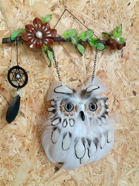 Owl Dreamcatcher White Dream Catcher Animal Dreamcatcher Boho Etsy