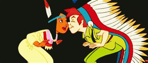 Eskimo Kisses GIF Peter Pan Tiger Lilly Couple GIF မ ရဖရနန