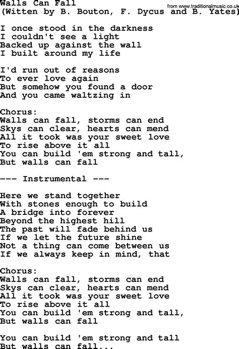 Walls Can Fall by George Jones - Counrty song lyrics