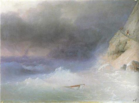 Oil Painting Replica Tempest By Rocky Coast 1875 By Ivan Aivazovsky