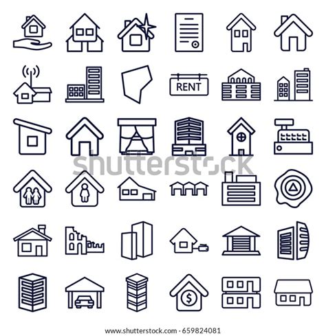 Real Estate Icons Set Set 36 Stock Vector Royalty Free 659824081