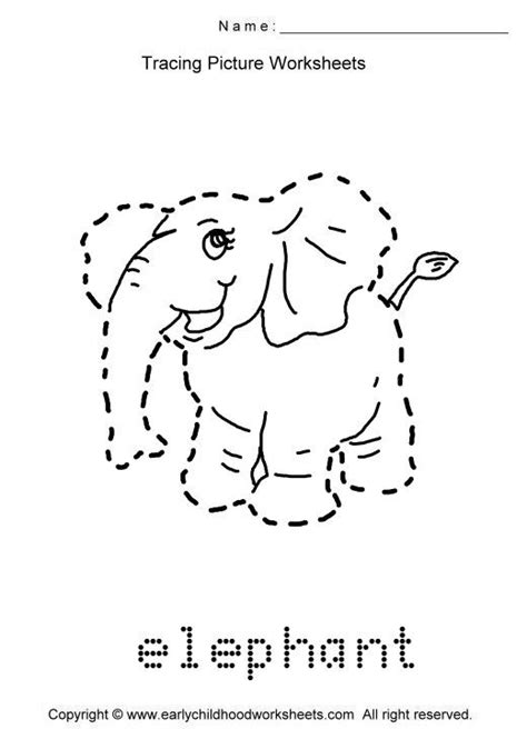 • include paper and markers either in the block area or nearby, so children can make signs or drawings of what they build (e.g., drawing Tracing Elephant Picture | Animal worksheets, Tracing pictures, Childrens worksheets