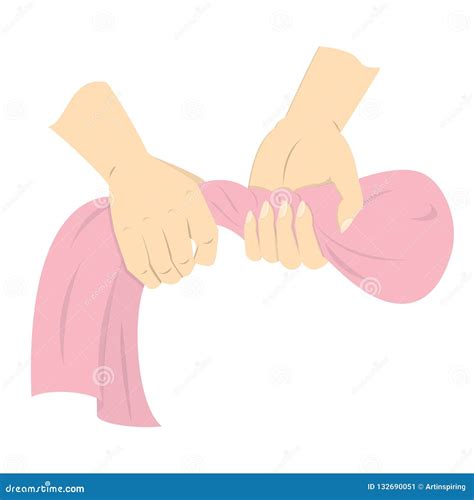 Hand Squeeze And Twist Wet Clothes After Washing Cartoon Vector 132690051