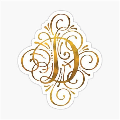 Gold Foiled Monogrammed Sticker With The Letter J In Its Center