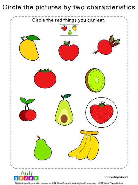 Circle Pictures By Characteristics Worksheet 01 Free Sorting Autispark