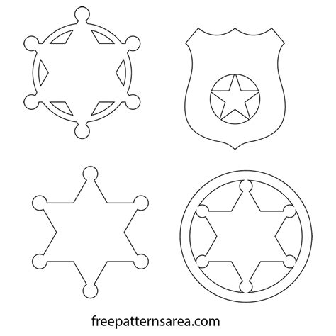 Printable Sheriff Star Badge Templates Set Freepatternsarea