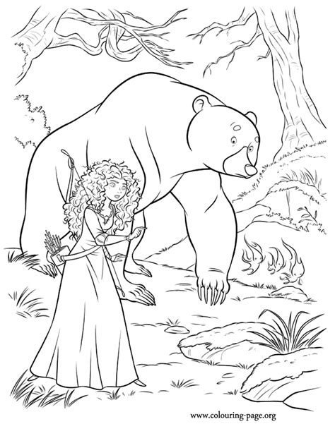 Get your colored pencils and start coloring brave merida picture right now!try to use different colors, make picture brave merida original! Brave - Merida, bear and the will o' the wisps coloring page