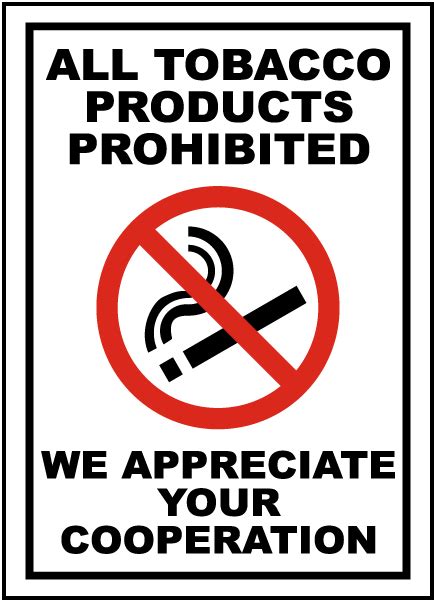Tobacco Products Prohibited Sign By R5412