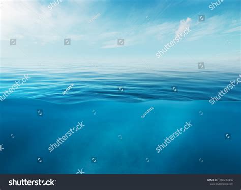 Blue Sea Ocean Water Surface Underwater Stock Photo 1606227436