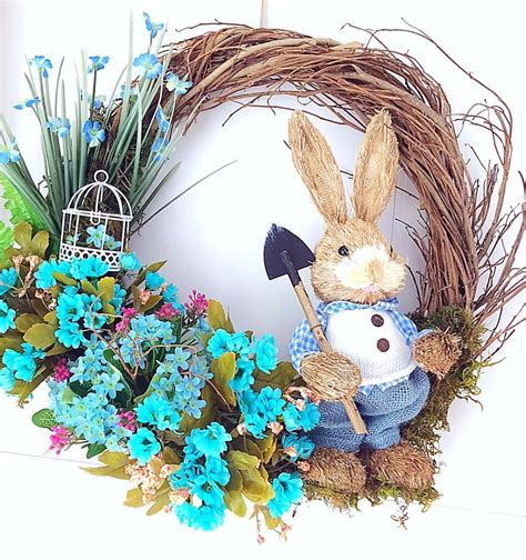 Minha família pascoa com muitos chocolates. Guirlanda De Páscoa Decorada Coelho Azul 50cm - R$ 244,99 ...