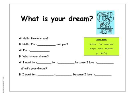 What Is Your Dream English Esl Worksheets Pdf Doc