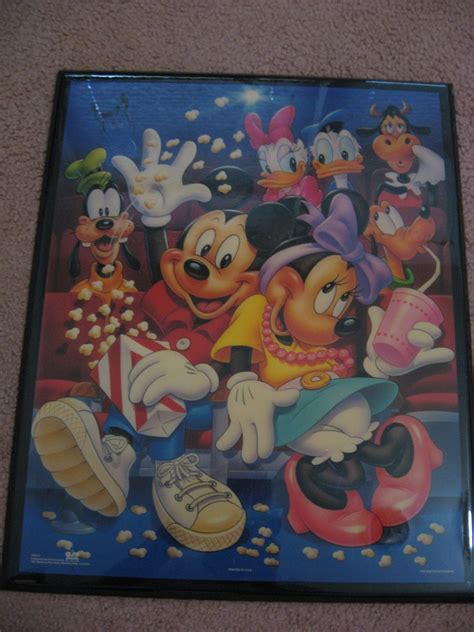 Vintage Disney 18x22 Picture Mickey Mouse Minnie Mouse Donald Duck