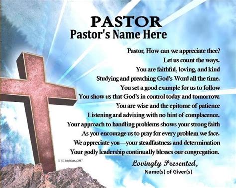 Pastor Appreciation Anniversary Personalized Name Poem T Etsy