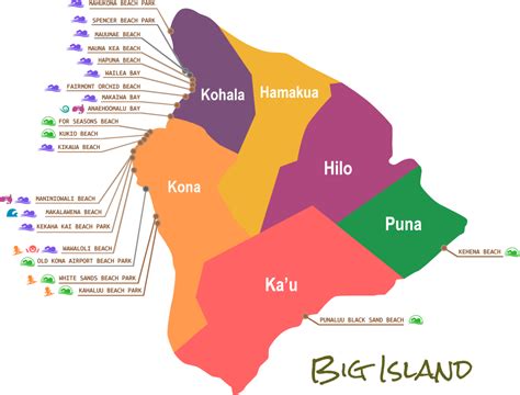 Beaches Map Hawaii Big Island