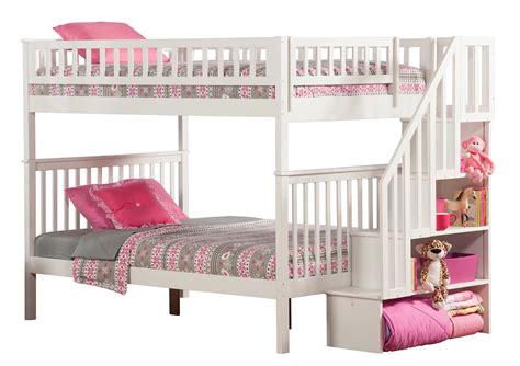 Woodland Staircase Bunk Bed Full Over Full In Multiple Colors And