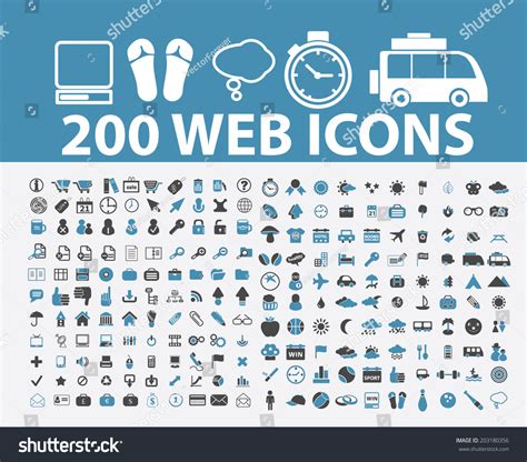 200 Web Internet Marketing Icons Signs Stock Vector 203180356