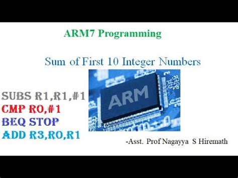 Sum Of First 10 Integer Numbers ARM Programming Microcontroller VTU