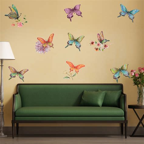 Vintage Style Butterflies Wall Sticker Set Butterfly Wall Decal Girls