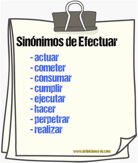 Sinónimos De Efectuar