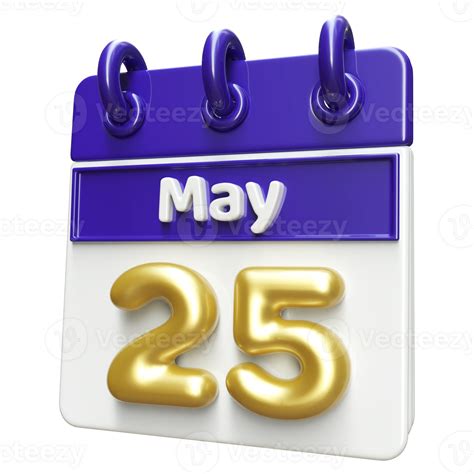 May 25th Calendar 3d Render 34339691 Png