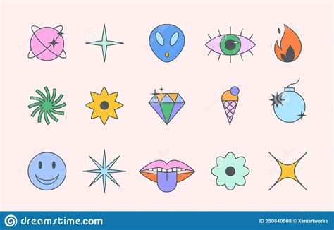 Patchesstickersgeometric Cartoons Illustrations And Vector Stock Images