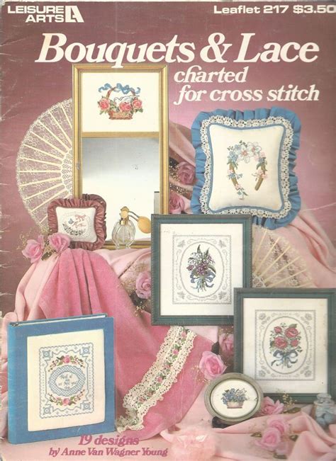 Leisure Arts Counted Cross Stitch 1982 Bouquets And Lace Pattern Book