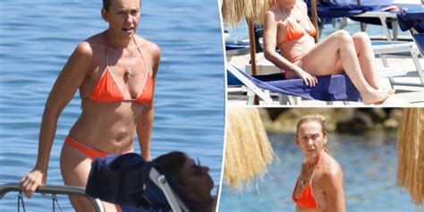 toni collette 50 flaunts body in tiny orange bikini while on vacation dnyuz