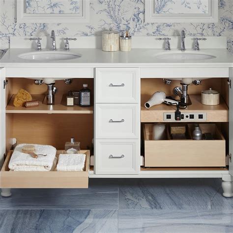 09 of 23 add a cabinet in a nook Conquer Your Bathroom Clutter with Tailored Vanity Storage