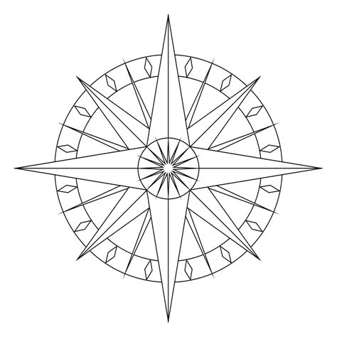 Blank Compass Rose Page Coloring Pages