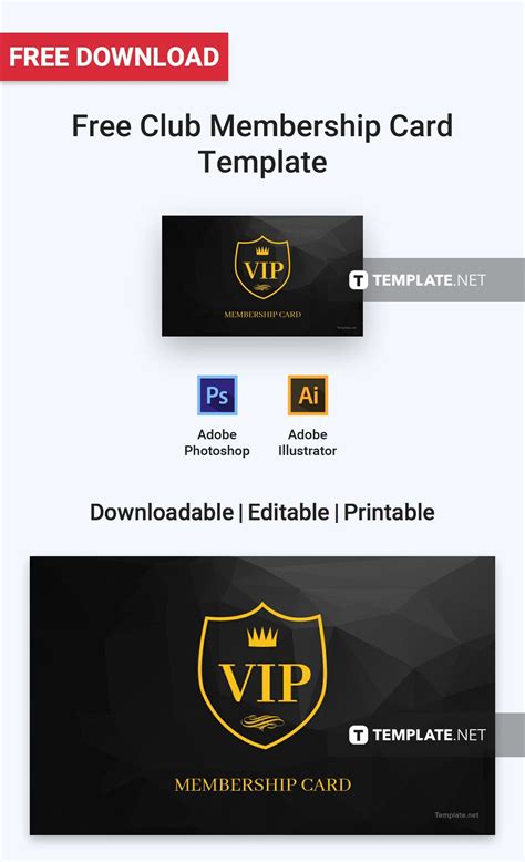 Club Membership Card Template Illustrator Word Apple Pages Psd