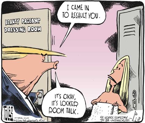 Political Cartoon On Trump Reaches Out To Women By Tom Toles Washington Post At The Comic News