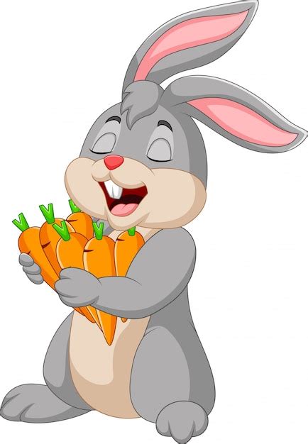 Premium Vector Cartoon Rabbit Holding Carrots