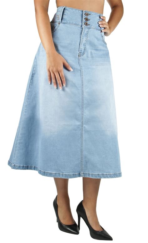 Women S Juniors Plus Size Long A Line Stretch Denim Maxi Skirt Ebay