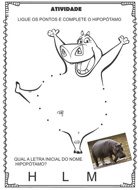 Atividade Liga Pontos Letra H Animal Hipopótamo Ideia Criativa Gi