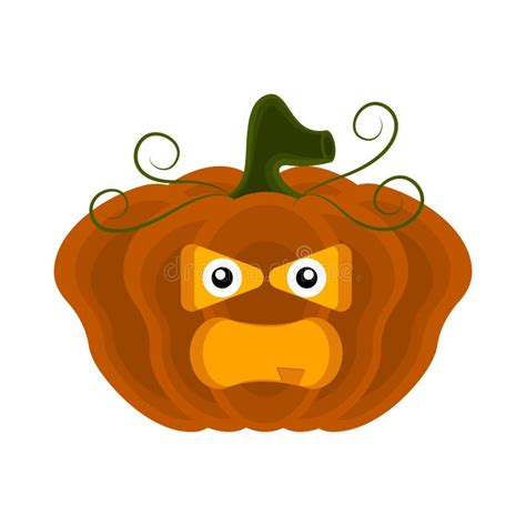 Angry Halloween Pumpkin Cartoon Character Stock Vector Illustration