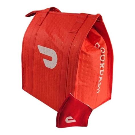 Doordash Insulated Food Bag Delivery Takeout Red Tote Zip Up Top 15x13x95 Ebay