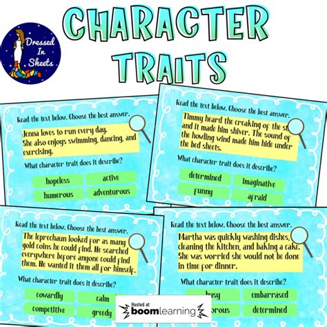 Identifying Character Traits Boom Cards Distance Learning Made By