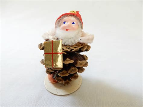 Vintage Pine Cone Gnome Pixie Miniature Christmas Decor Made In