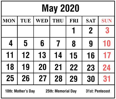 May 4 2020 Calendar Month Calendar Printable