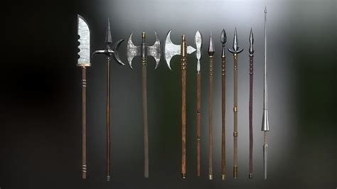 3d Model Medieval Weapons Spear Collection 01 Vr Ar Low Poly