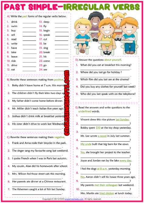 Irregular Verbs Past Tense Worksheets