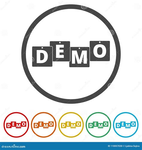 Demo Sign Demo Icon 6 Colors Included Stock Vector Illustration Of
