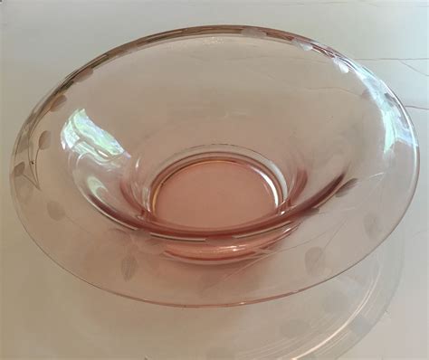 Pink Depression Glass Bowl With Rolled Rim Ans Floral Etching Collectors Weekly